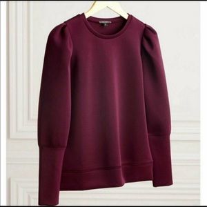 Stella and Dot Puff Sleeve Pullover - Burgundy Neoprene